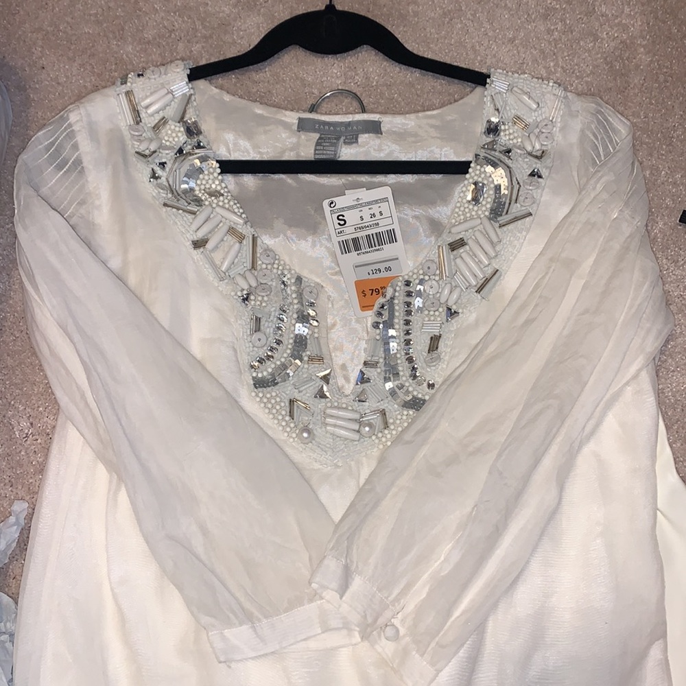 Zara cotton beach coverup ~ white bridal swim coverup